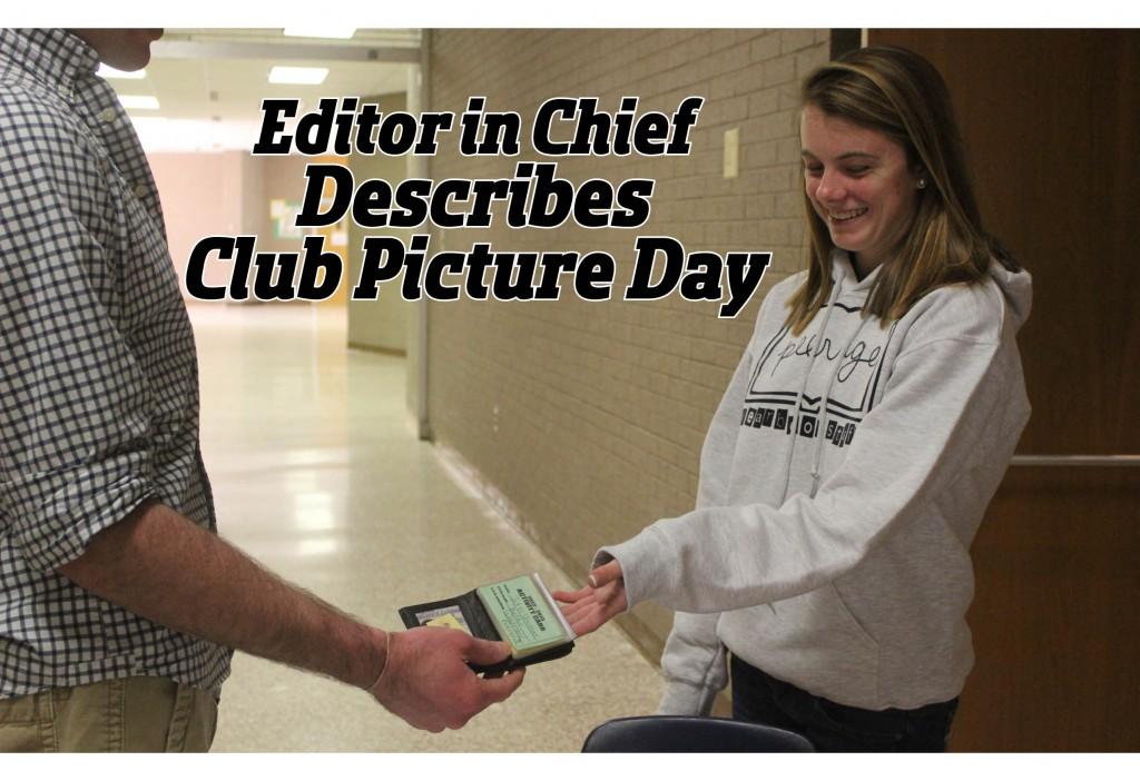 Co-Editor in Chief Melissa Tomlin checks a students club card before allowing him to enter.