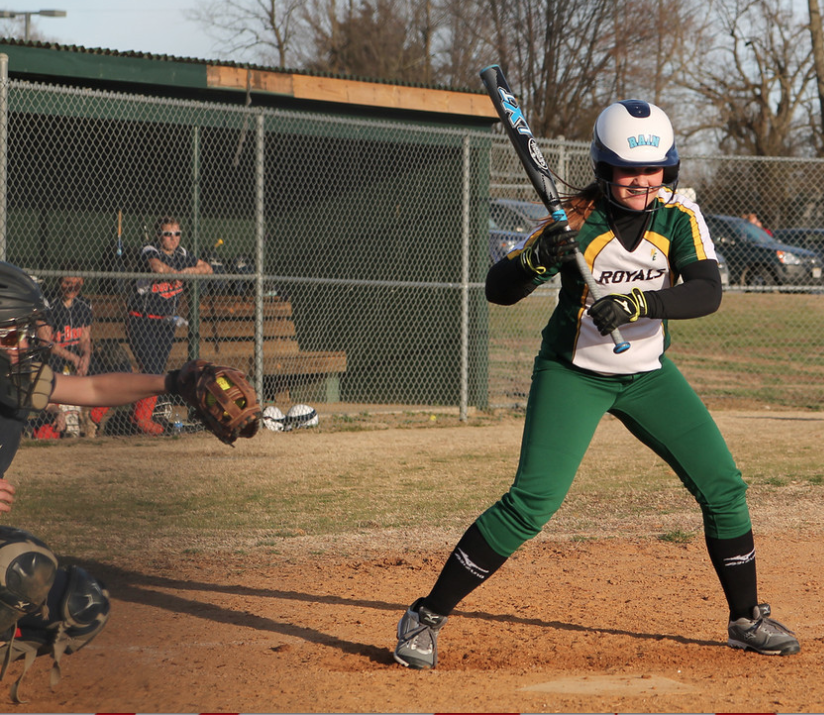 Junior Erica Harris prepares to bat. Photo by Samantha Daniel. 