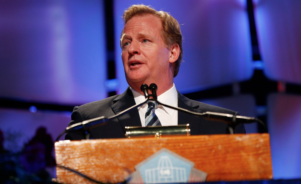 NFL commissioner Roger Goodell adresses a crowd. Photo courtesy of www.change.org.