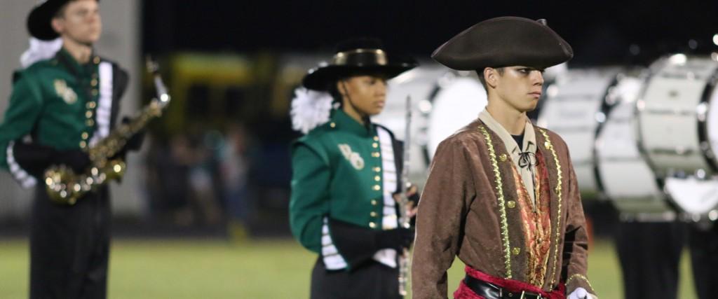 Drum Major Nathaniel Hall Leads Marching Royals