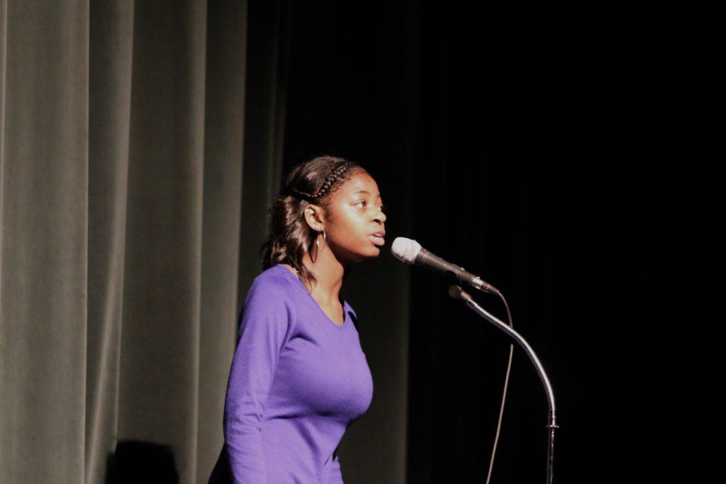 Senior Makayla Prosise performs at last years Black History Month Program. Prosise sang Id Rather Go Blind by Etta James.