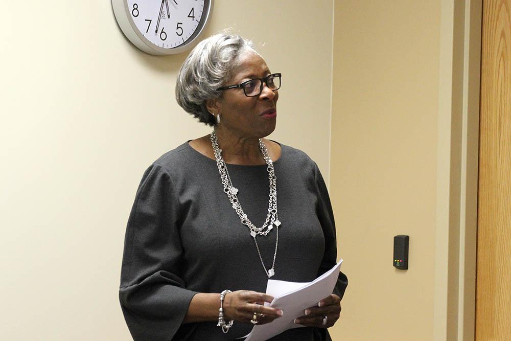 Superintendent Renee Williams presents the 2019-2020 budget to the school board. The Superintendent is responsible for gathering information from all schools to prepare the report. Photo by Masako Kaneko.
